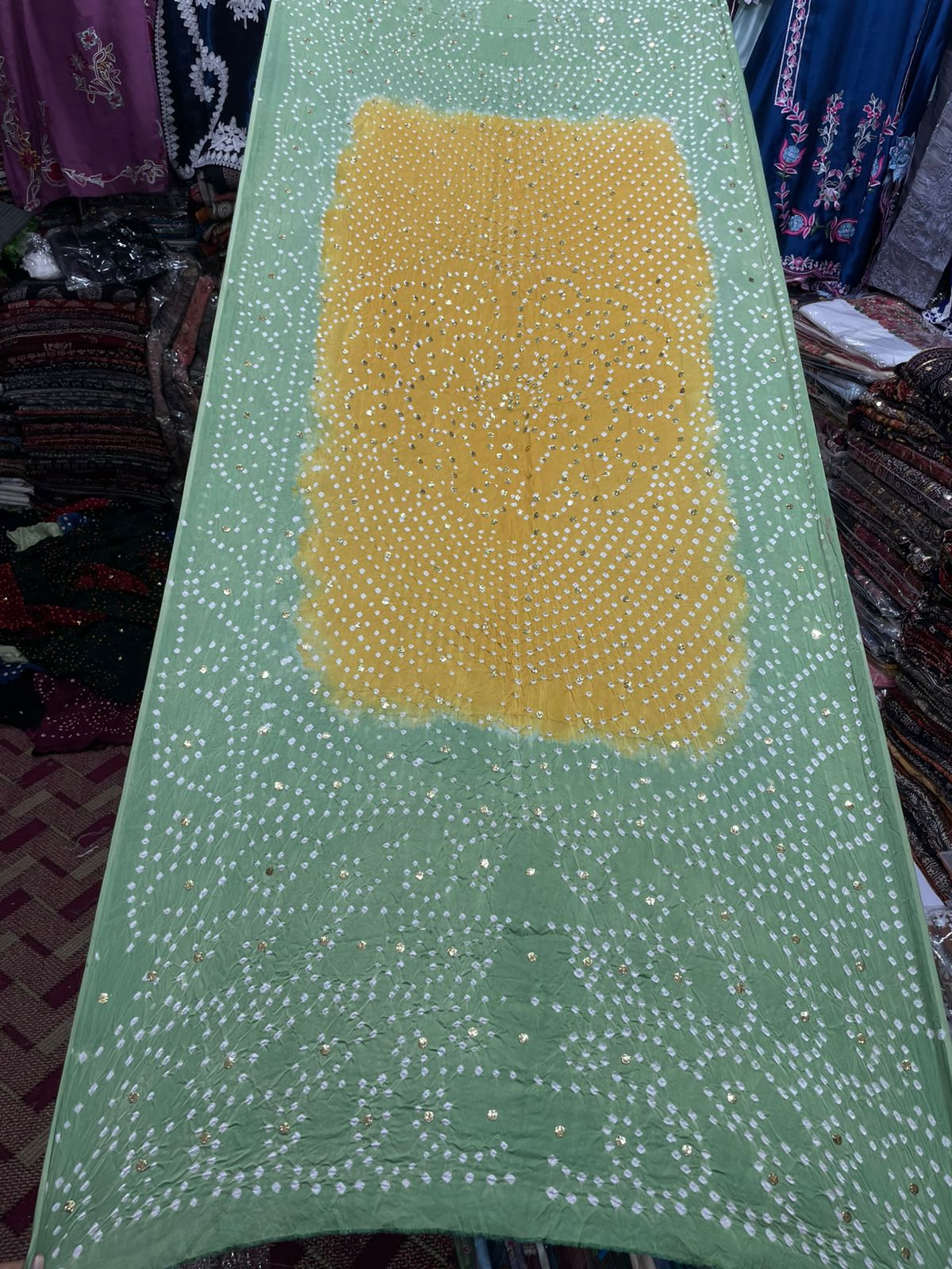 Pure Shamooz Silk Chunri Print Dupatta with Mukesh Kamdani Work