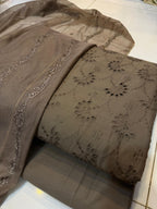 Pure Lawn Chikankari Cutwork Dress with Cotton Khaddi Net Dupatta