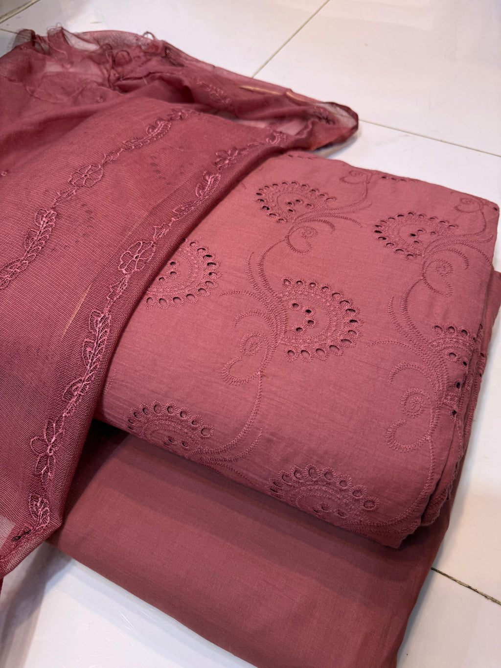 Pure Lawn Chikankari Cutwork Dress with Cotton Khaddi Net Dupatta