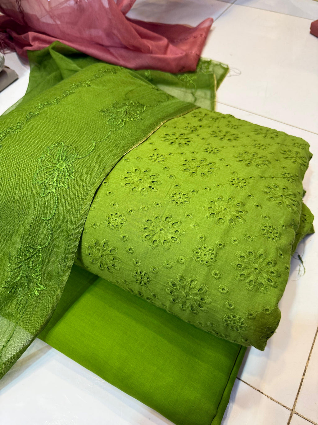 Pure Lawn Chikankari Cutwork Dress with Cotton Khaddi Net Dupatta