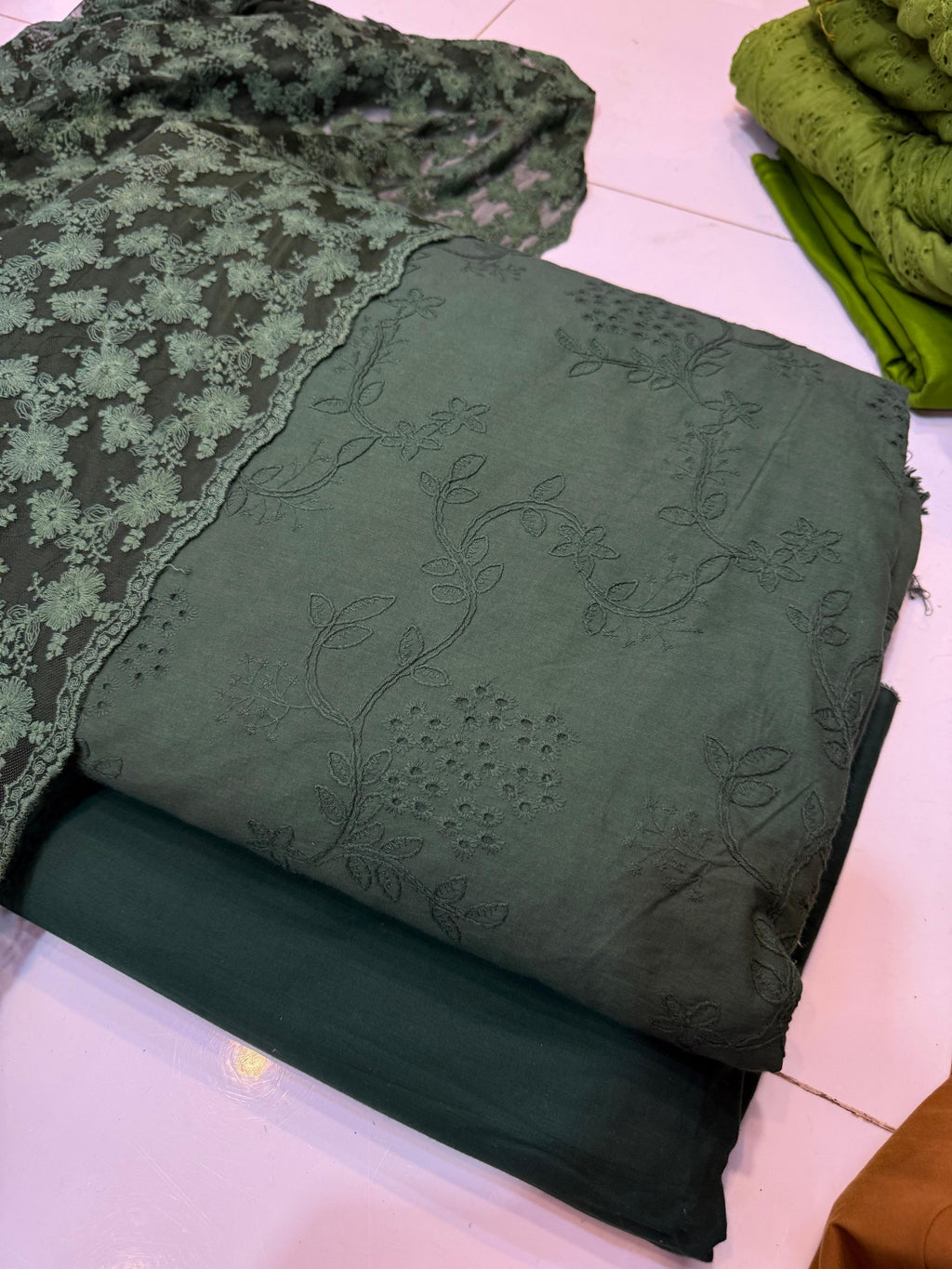 Pure Lawn Chikankari Cutwork Dress with Cotton Khaddi Net Dupatta