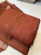 Pure Lawn Chikankari Cutwork Dress with Cotton Khaddi Net Dupatta