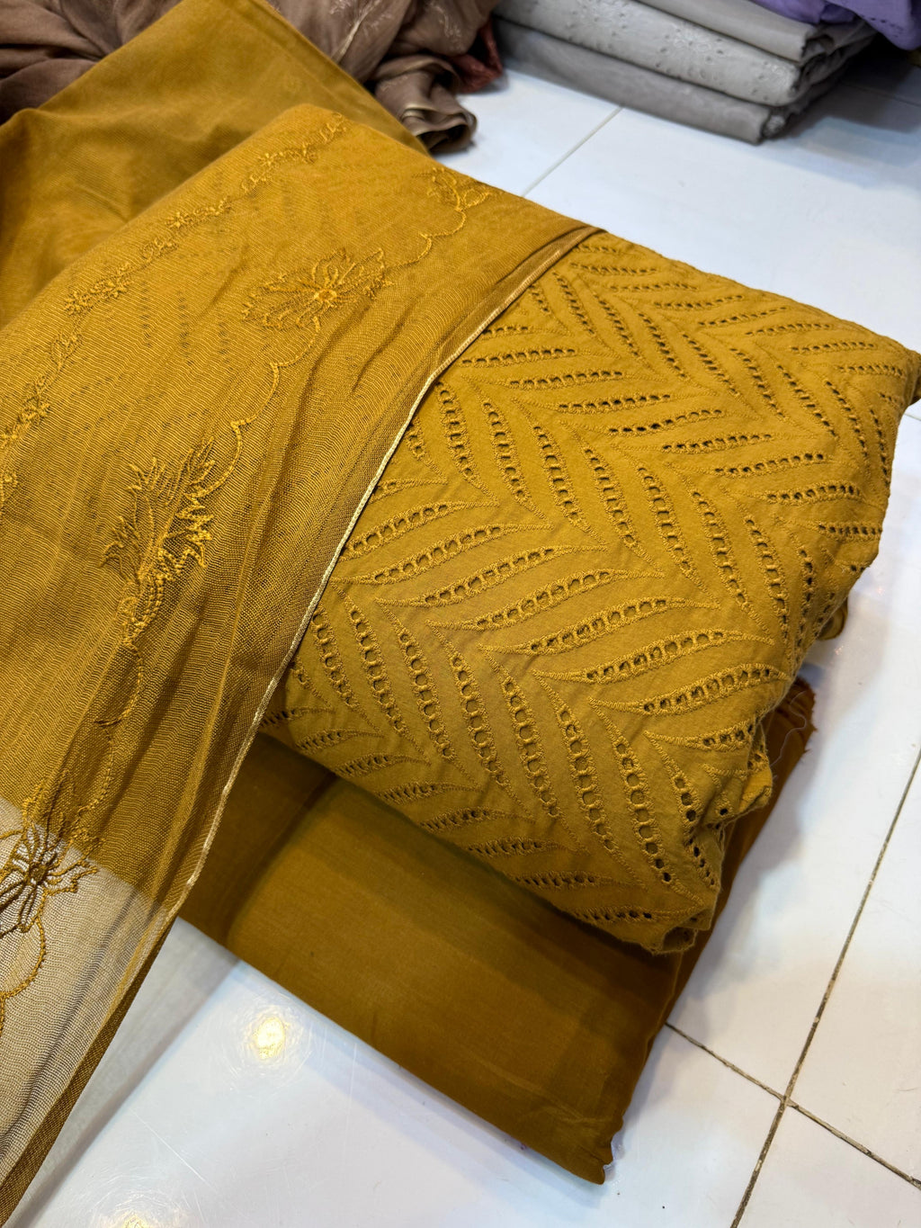 Pure Lawn Chikankari Cutwork Dress with Cotton Khaddi Net Dupatta
