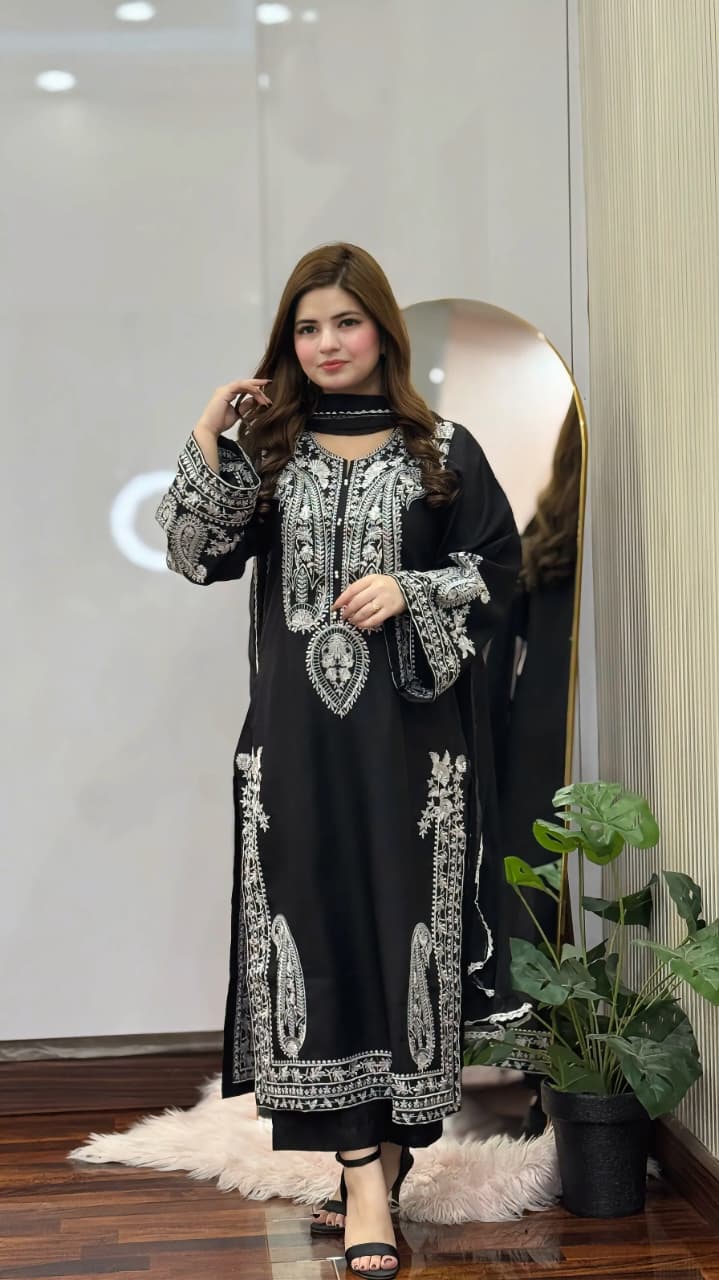 BLACK SAPPHIRE EMBROIDERED 3 PCS