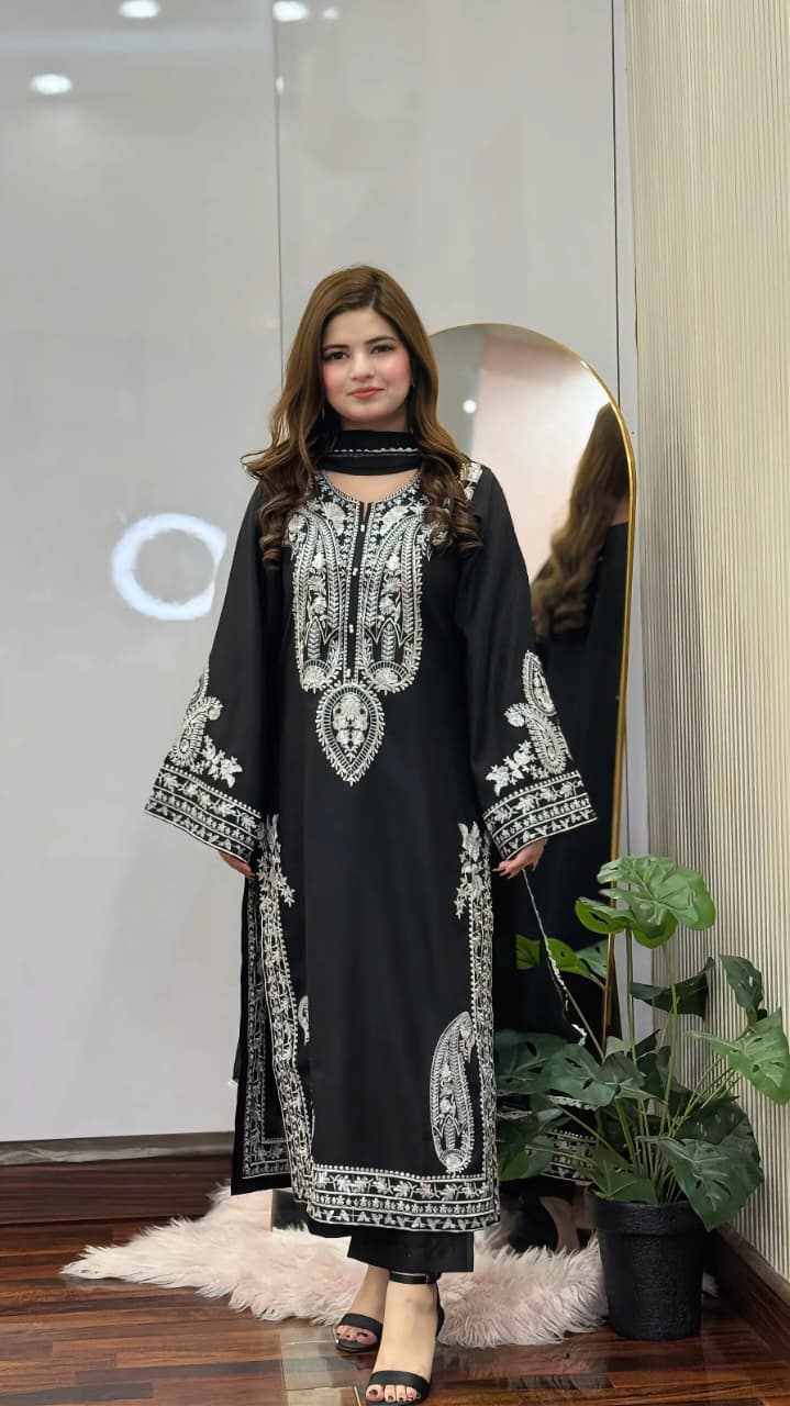 BLACK SAPPHIRE EMBROIDERED 3 PCS