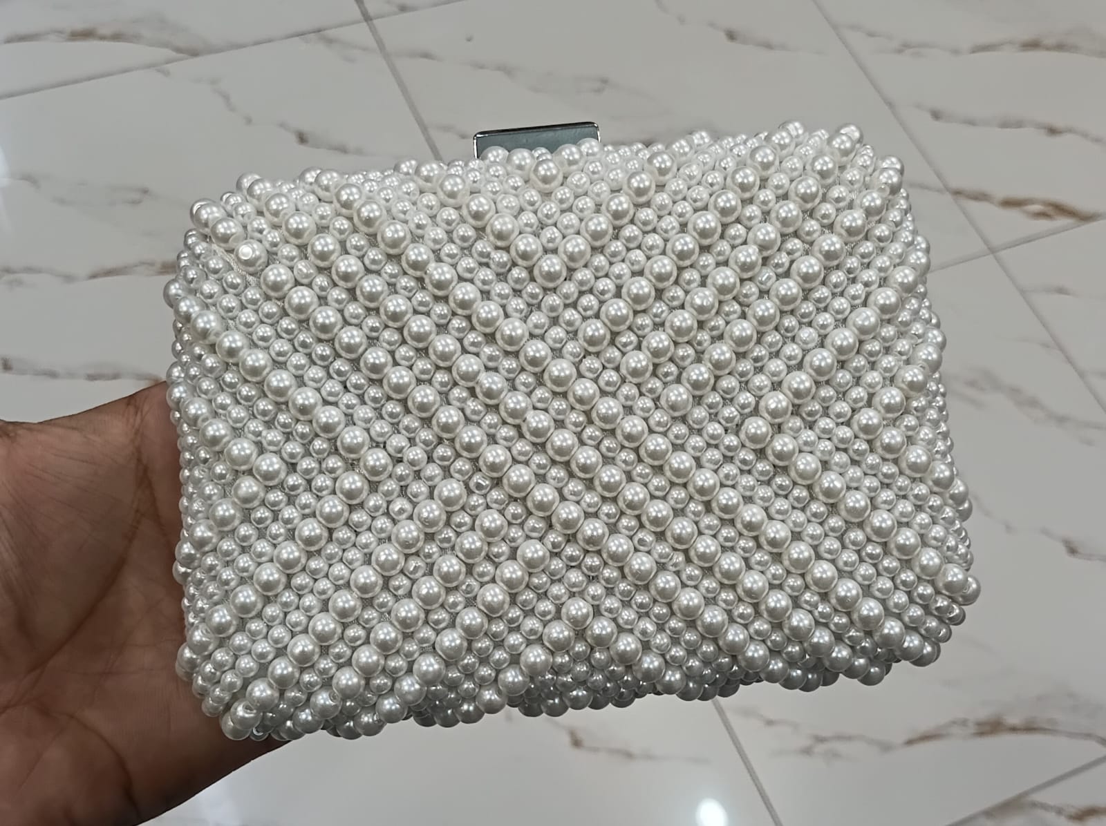 Elegant Pearl Embellished Clutch Bag