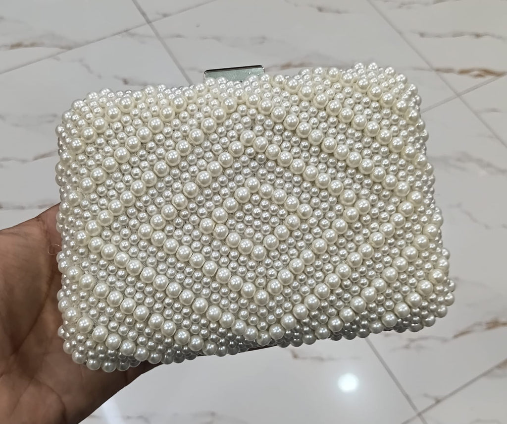 Elegant Pearl Embellished Clutch Bag