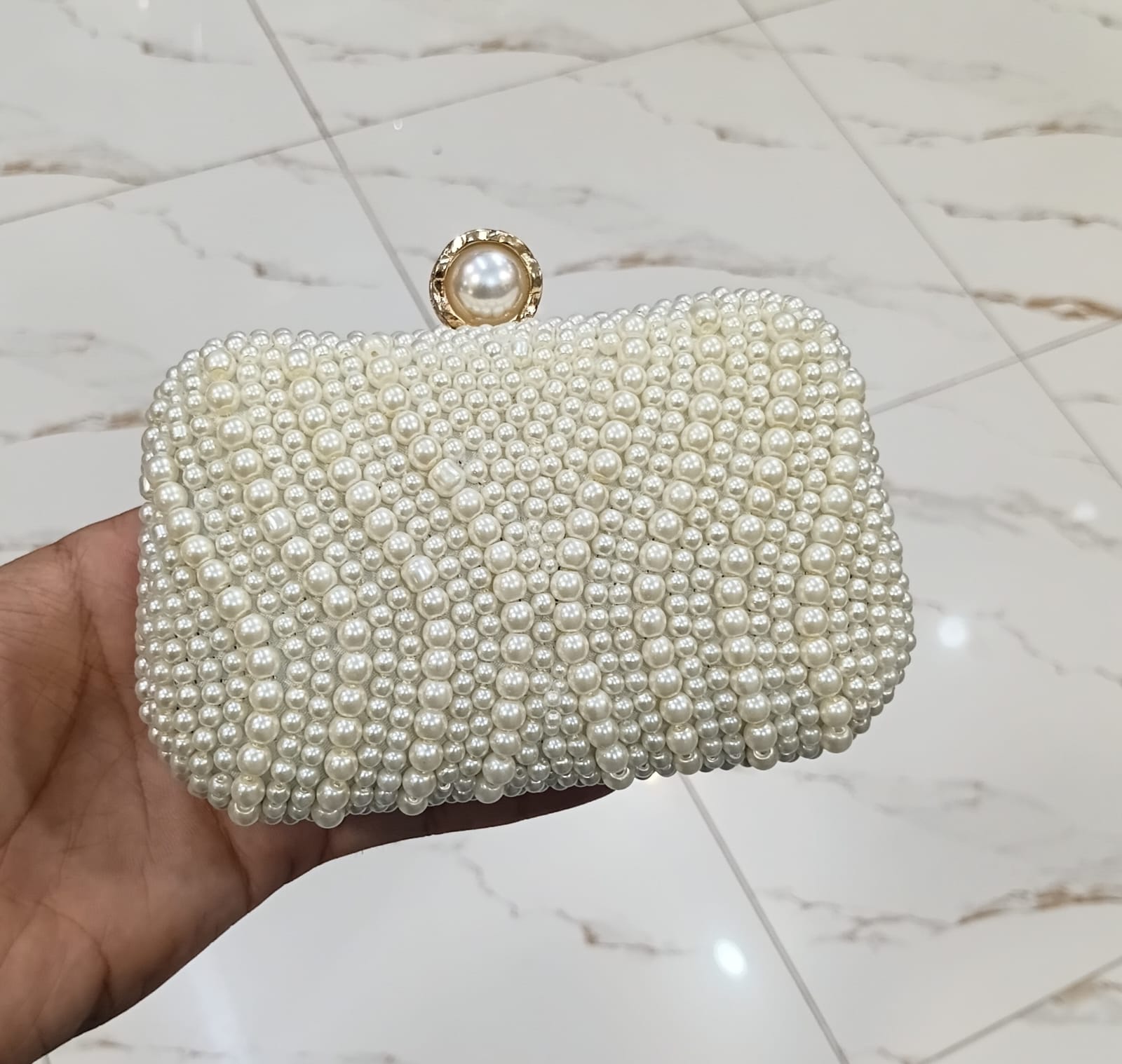 Elegant Pearl Embellished Clutch Bag