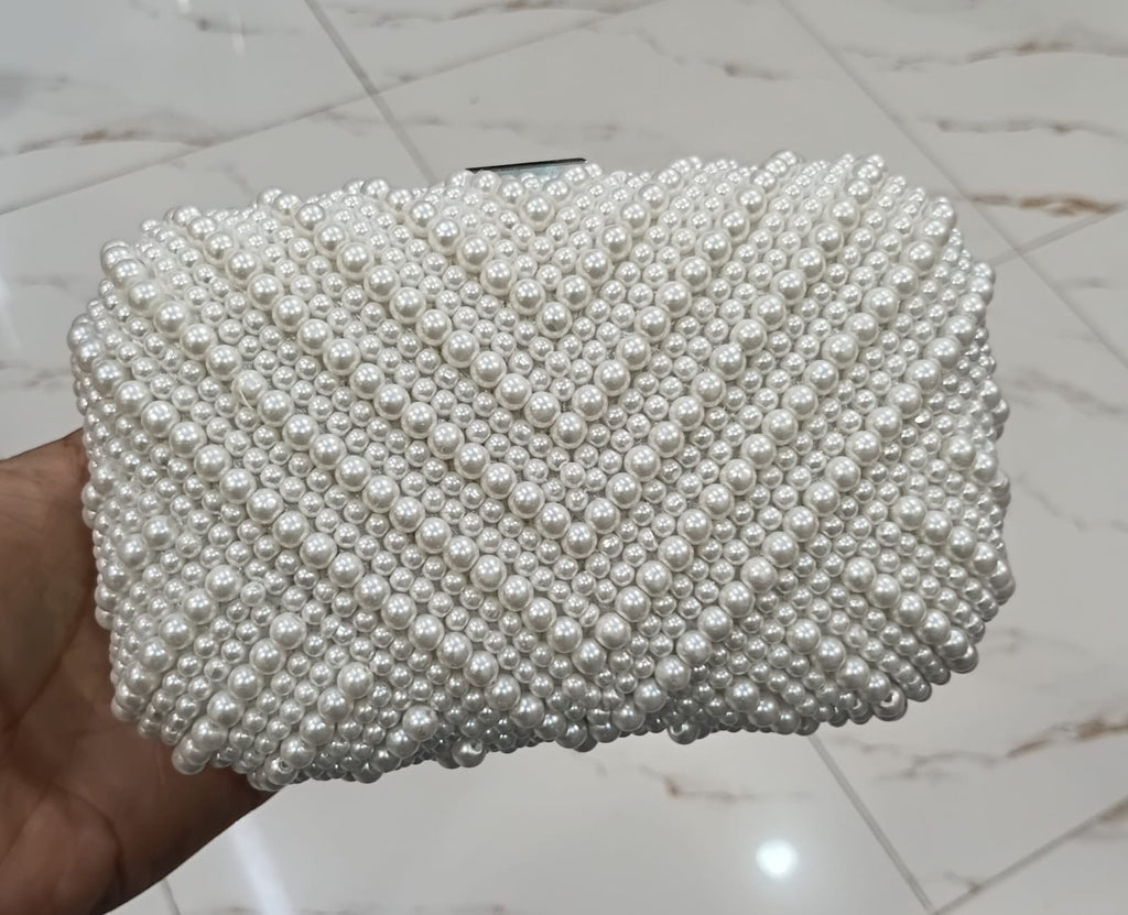 Elegant Pearl Embellished Clutch Bag