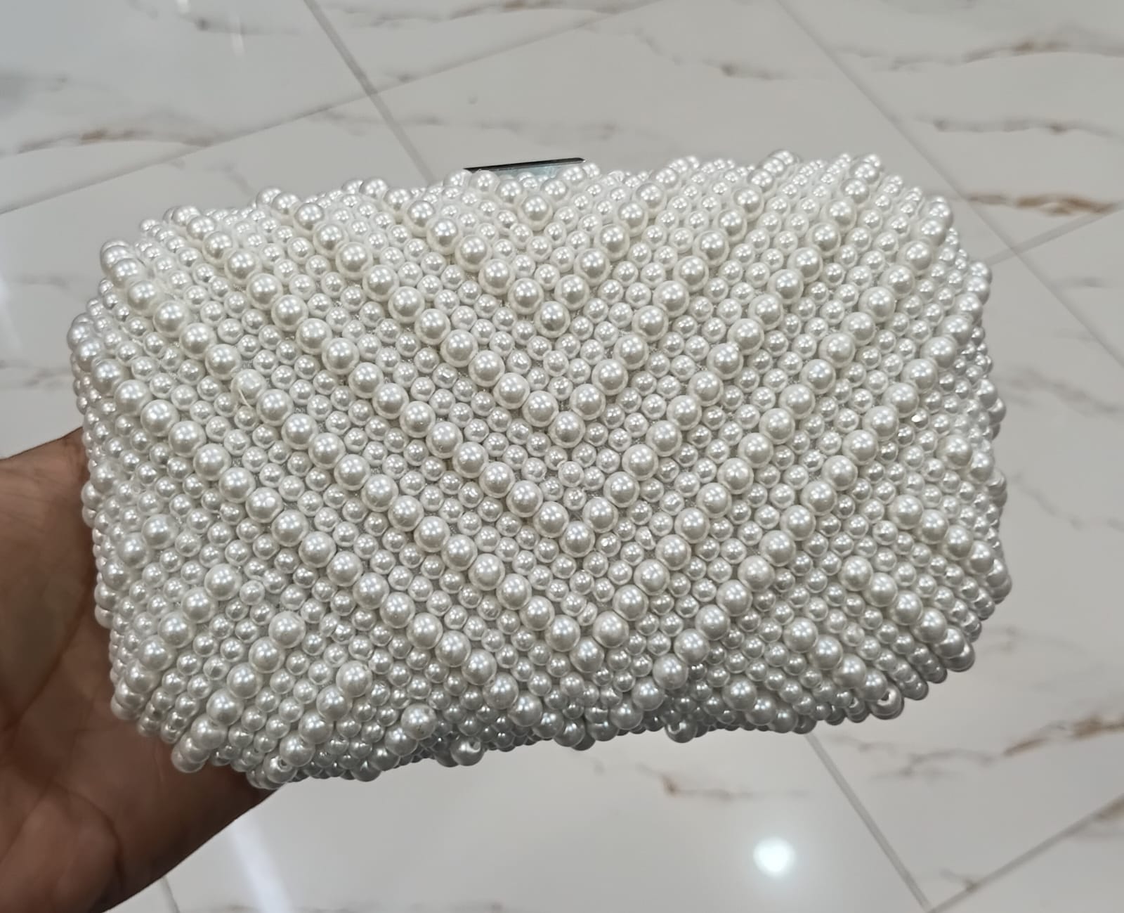 Elegant Pearl Embellished Clutch Bag