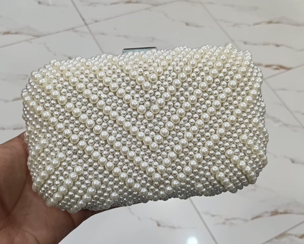Elegant Pearl Embellished Clutch Bag