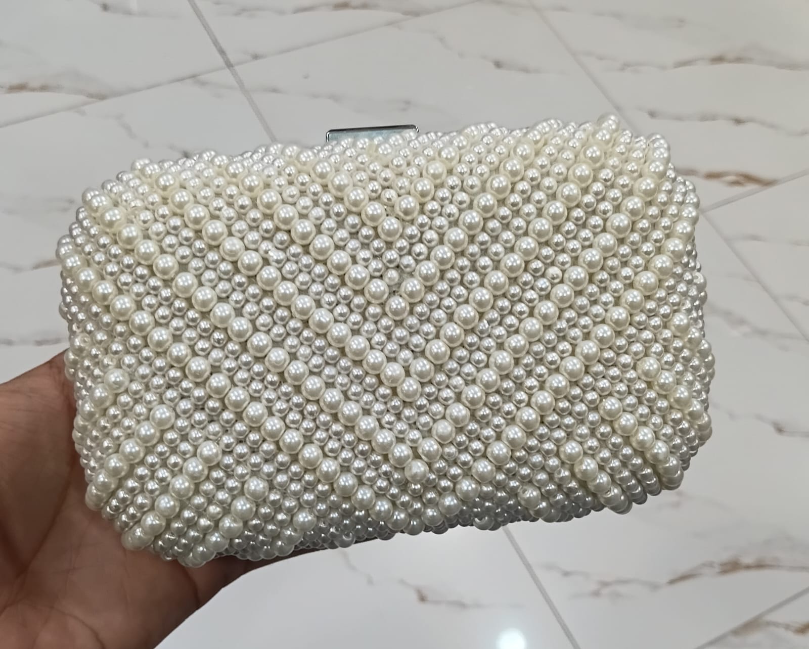 Elegant Pearl Embellished Clutch Bag