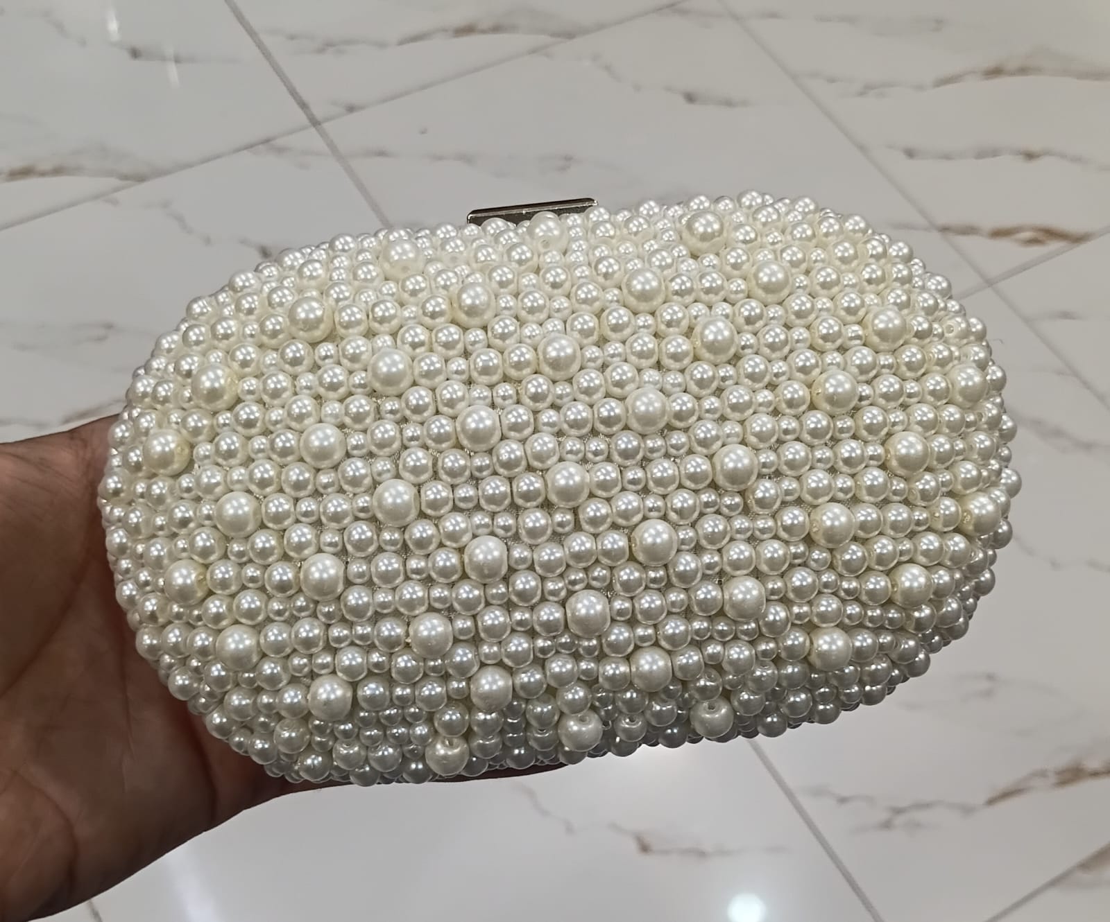 Elegant Pearl Embellished Clutch Bag