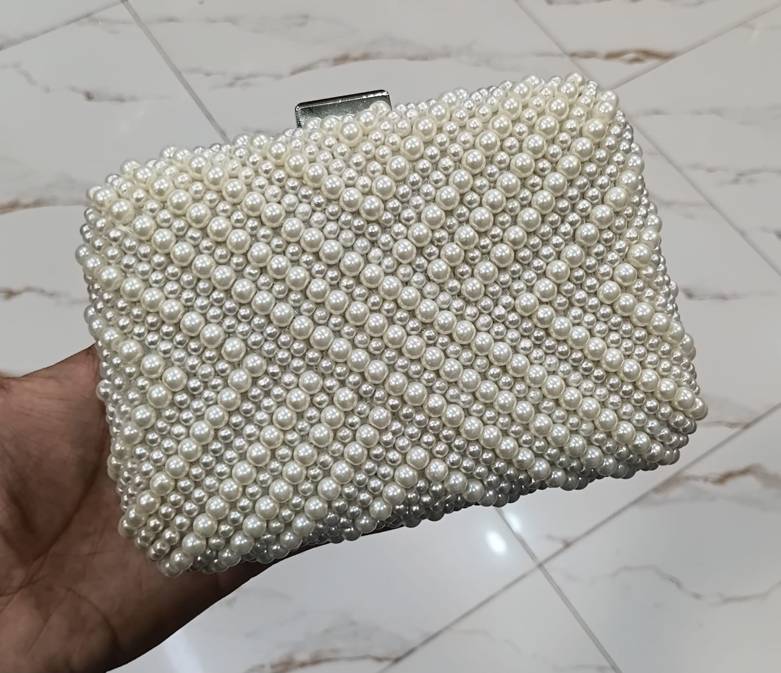 Elegant Pearl Embellished Clutch Bag