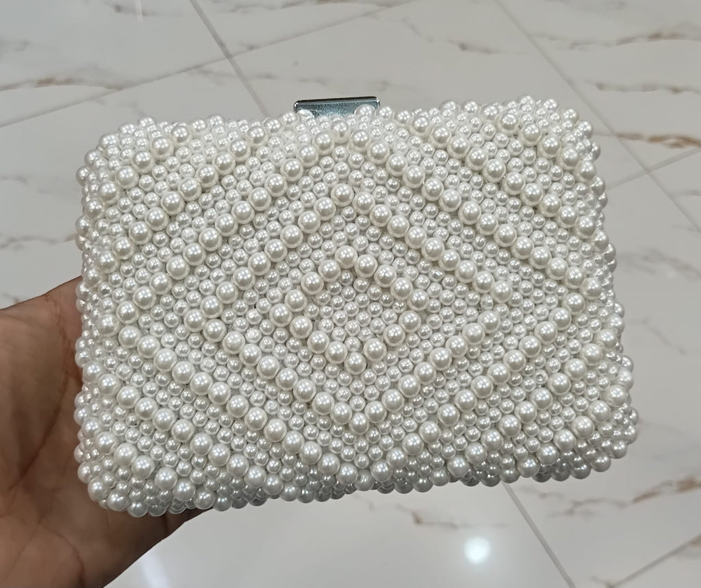Elegant Pearl Embellished Clutch Bag
