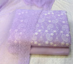 3D Chikankari Embroidered Shirt with Plain Pants & Chiffon Chikankari Dupatta