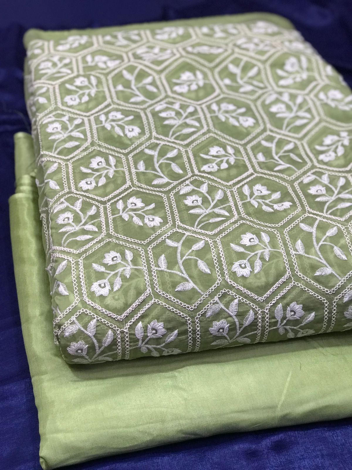 Paper Silk Doria Chikankari Shirt with Plain Cotton Silk Pants