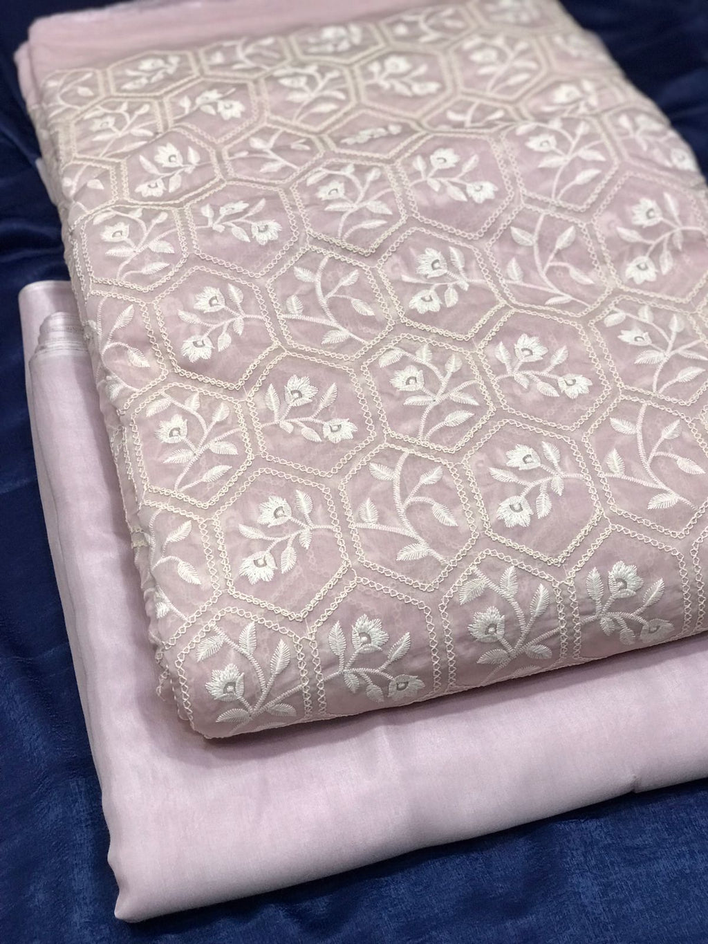 Paper Silk Doria Chikankari Shirt with Plain Cotton Silk Pants