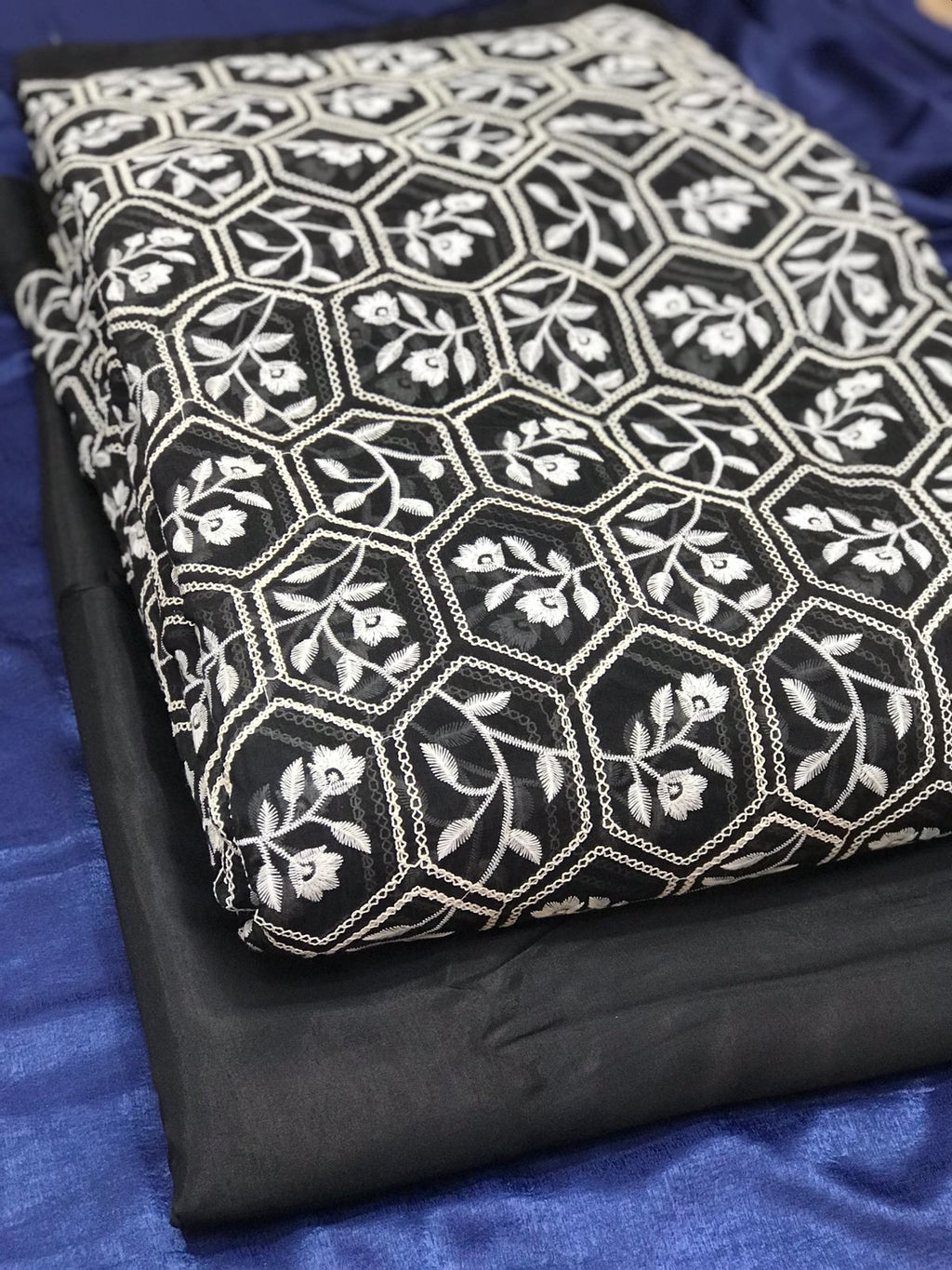 Paper Silk Doria Chikankari Shirt with Plain Cotton Silk Pants