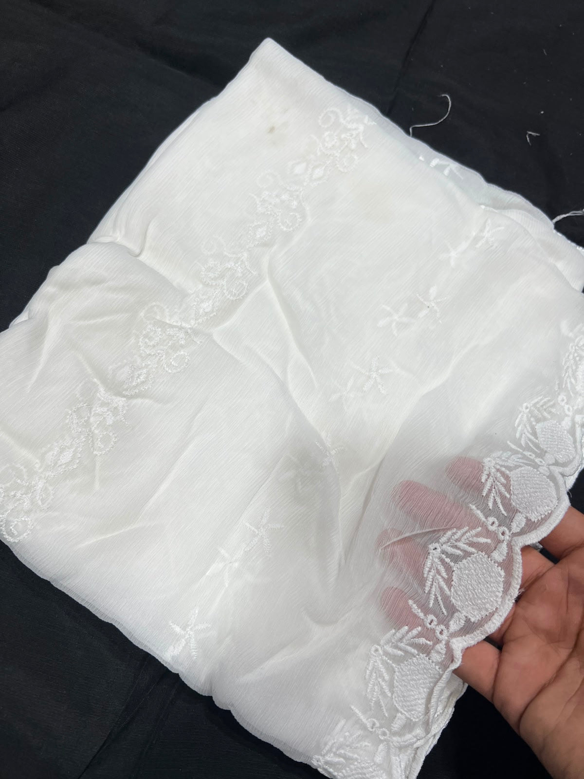 White Chiffon Chikankari Duppata