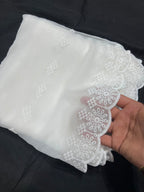 White Chiffon Chikankari Duppata
