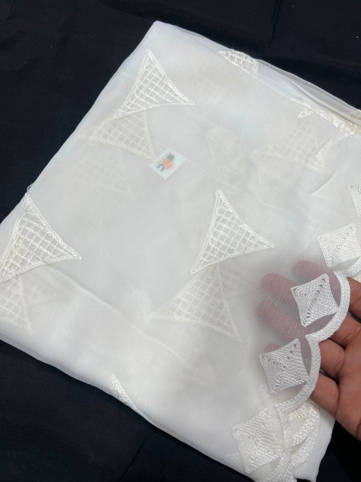 White Chiffon Chikankari Duppata