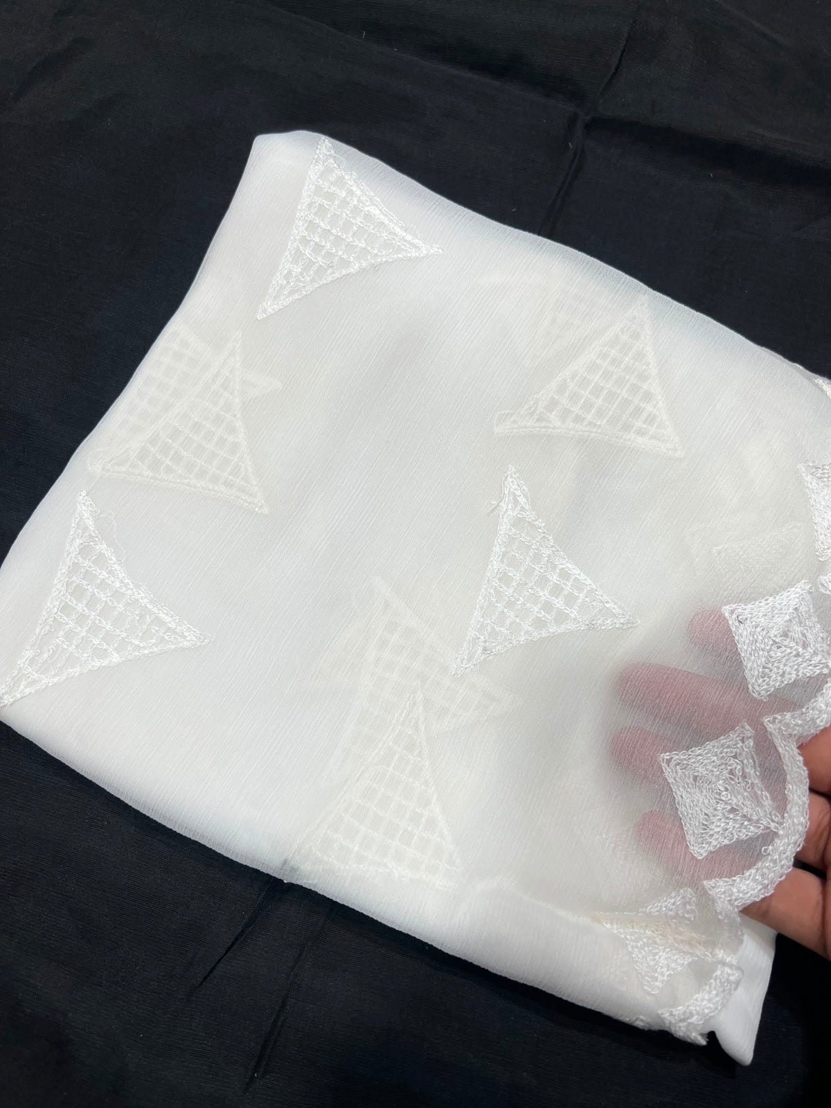 White Chiffon Chikankari Duppata