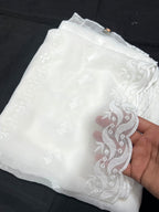 White Chiffon Chikankari Duppata