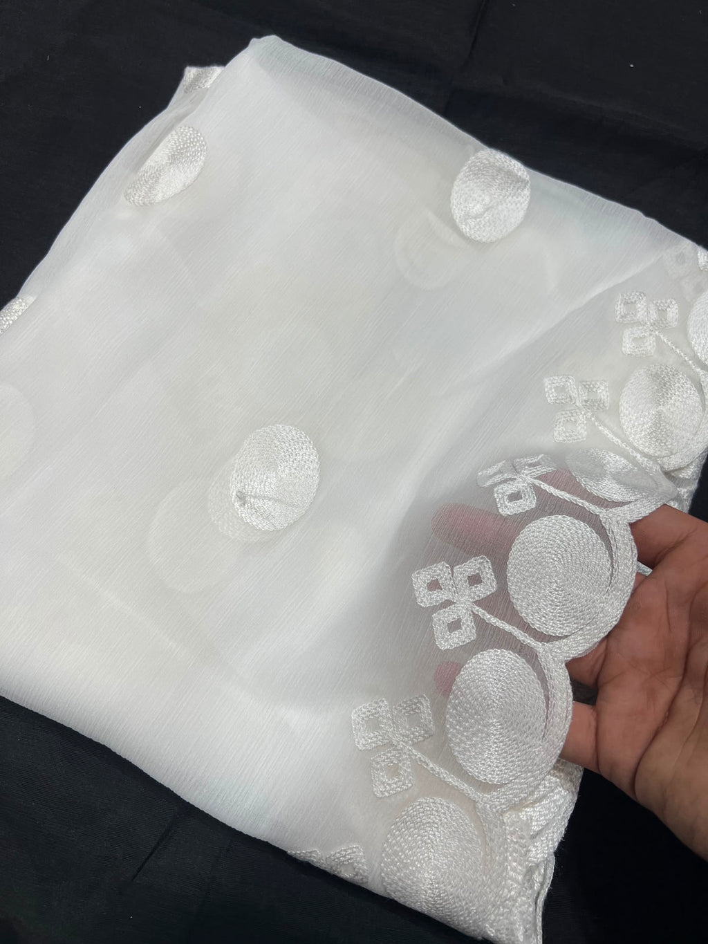 White Chiffon Chikankari Duppata