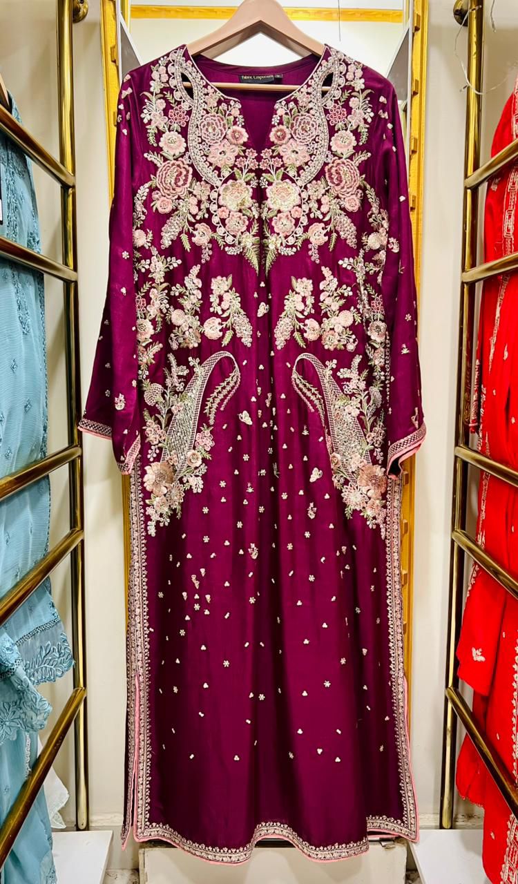 Premium Raw Silk Ethnic Style Kaftan & Trouser