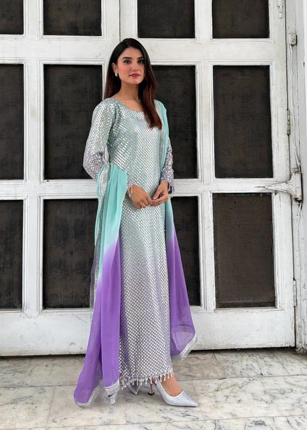 Chiffon Embroidered Unstitched  3 Pcs