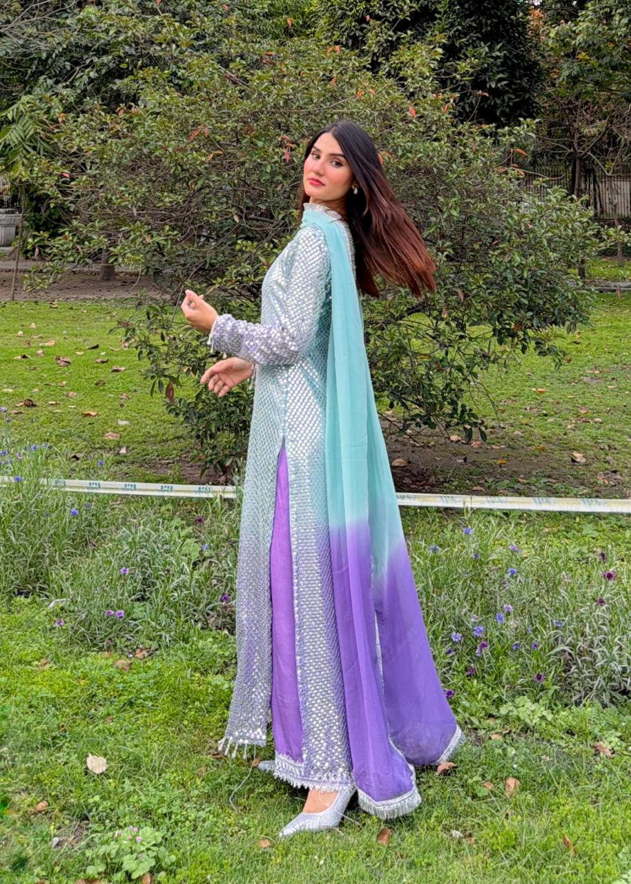 Chiffon Embroidered Unstitched  3 Pcs