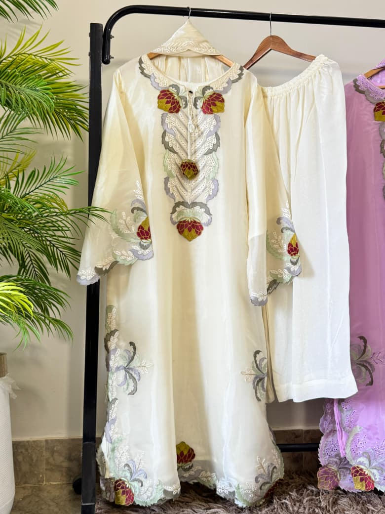Trendy Farshi Kaftan 3 Pcs Luxury Silk