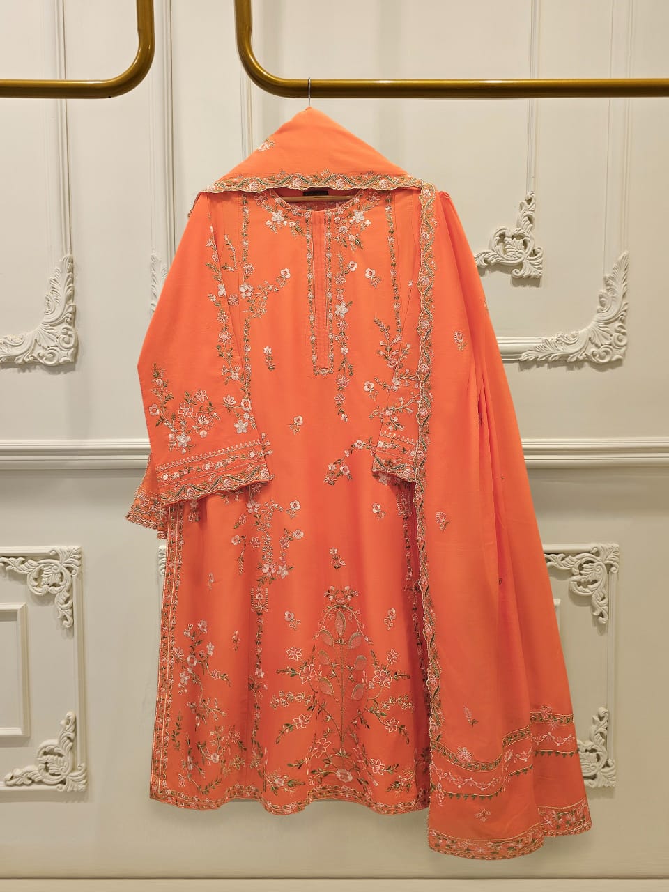 3 Piece - Embroidered Cambric Suit