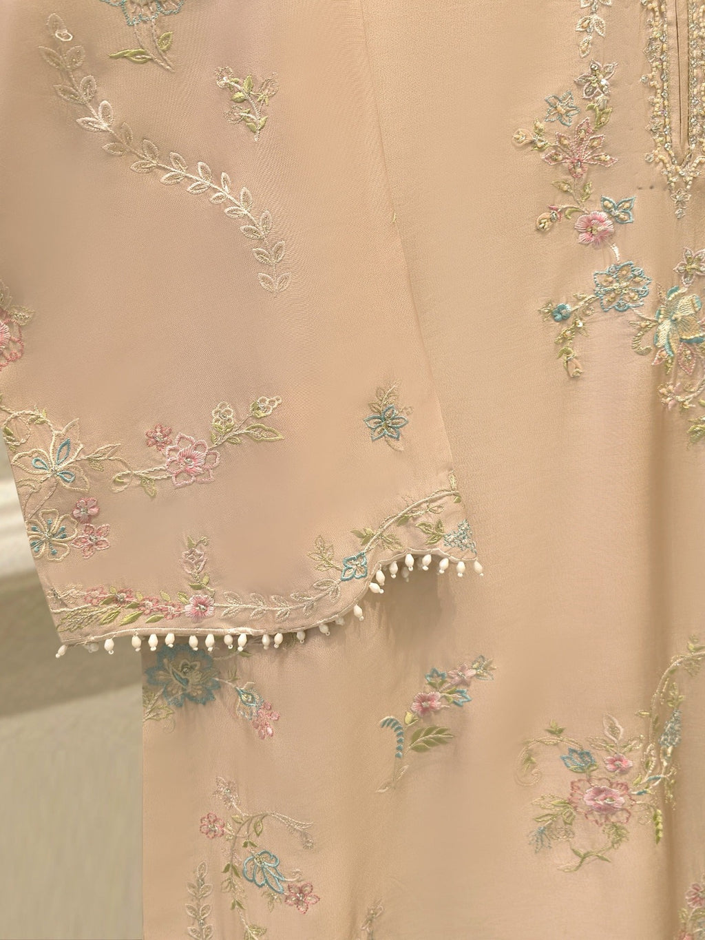 Pure Embroidered Sheesha Silk Shirt