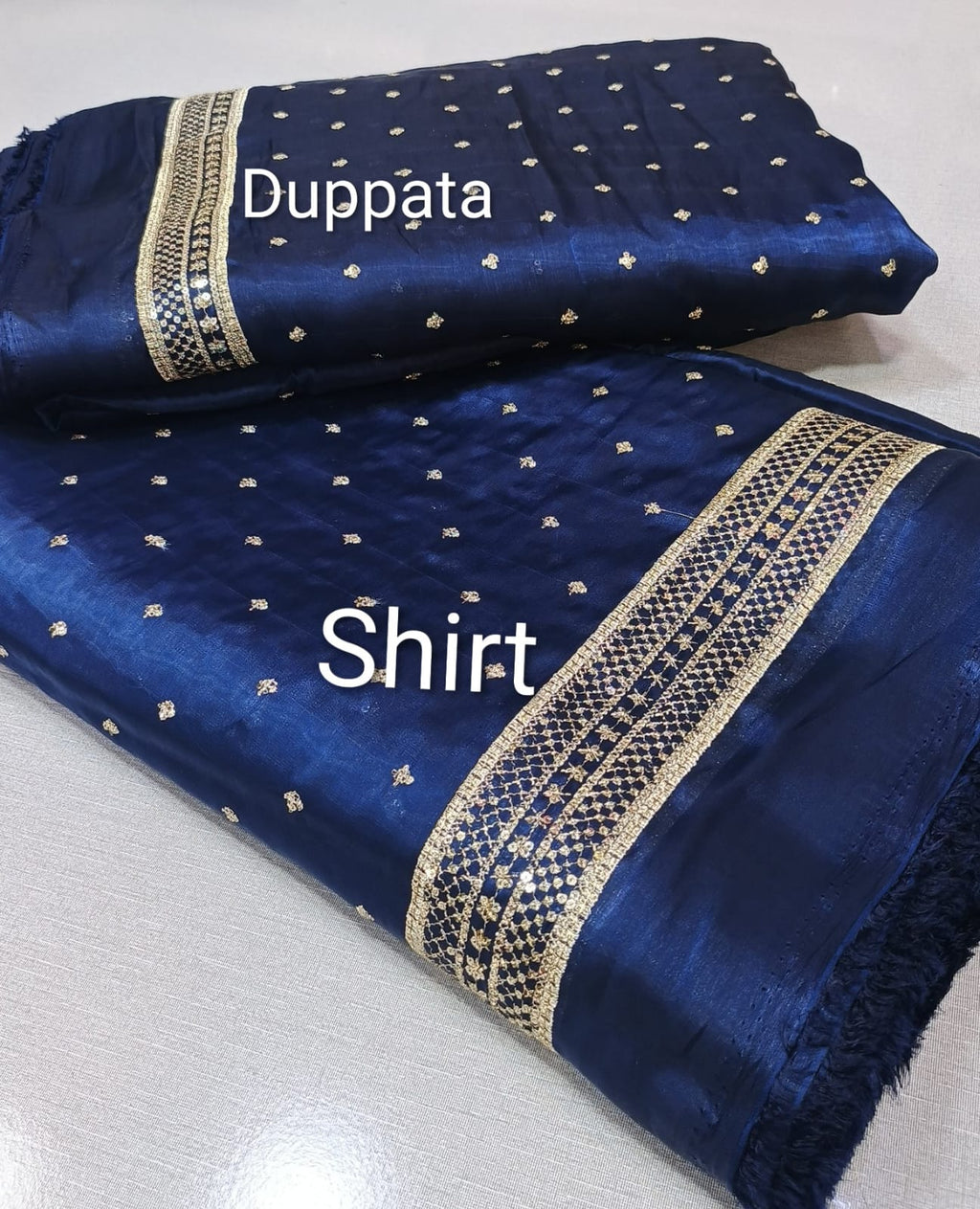 Sheesha Silk Embroidered Shirt Dupatta