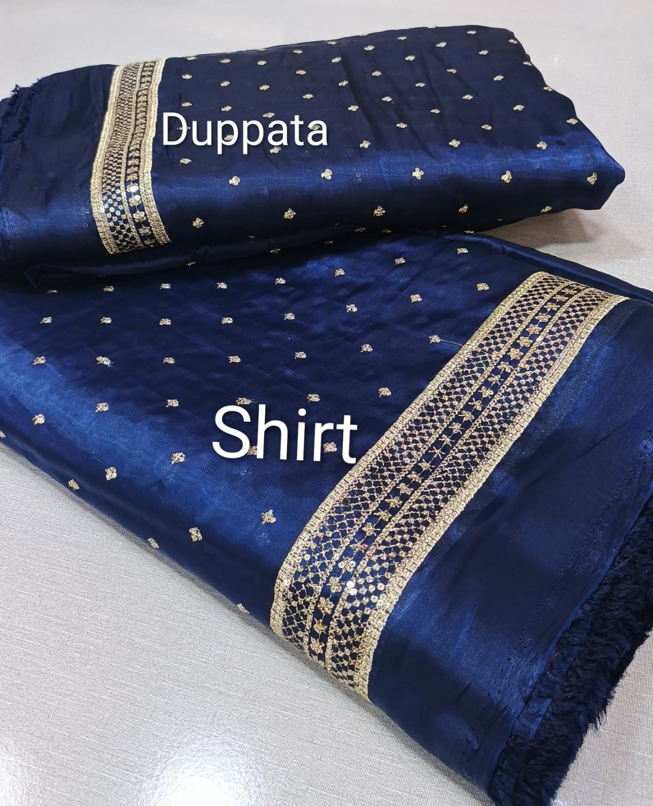 Sheesha Silk Embroidered Shirt Dupatta