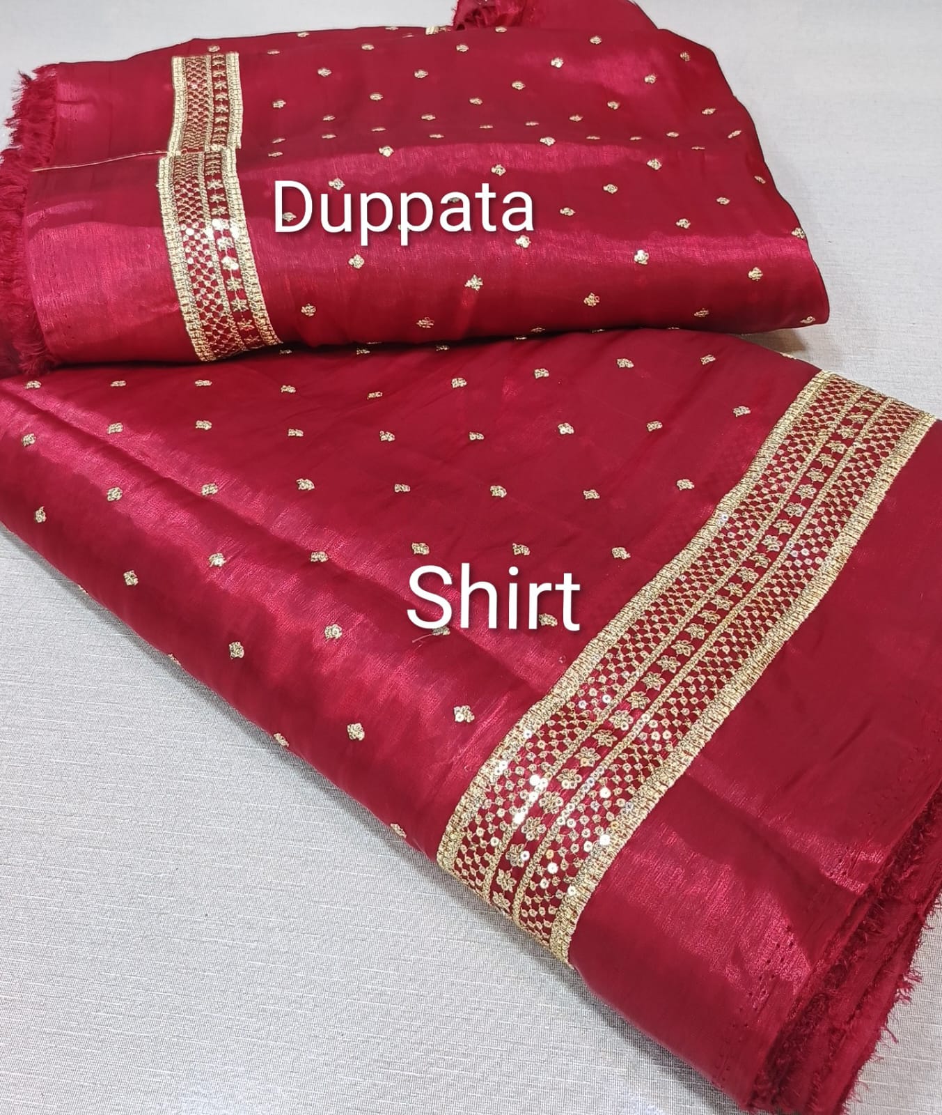 Sheesha Silk Embroidered Shirt Dupatta