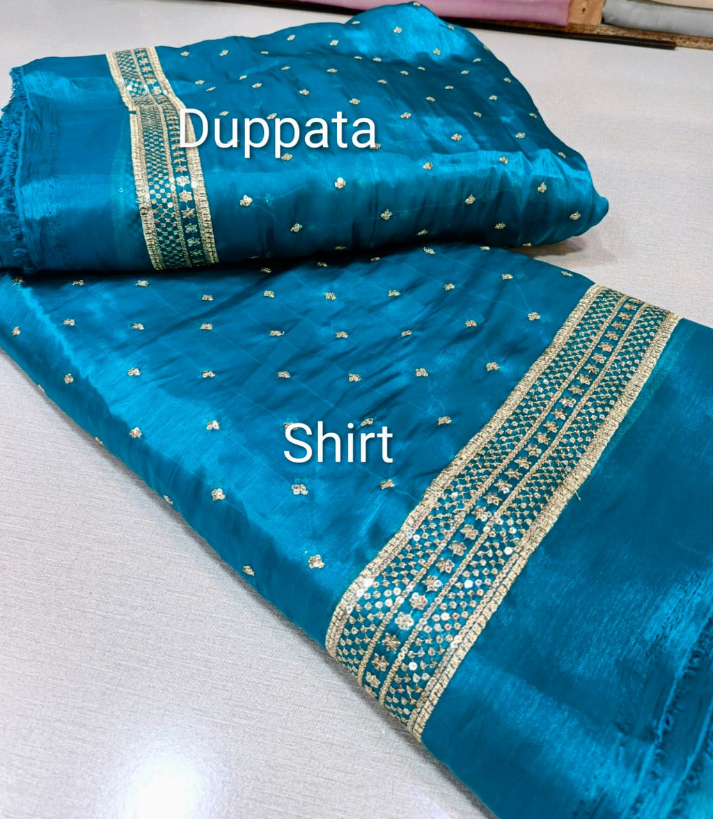 Sheesha Silk Embroidered Shirt Dupatta