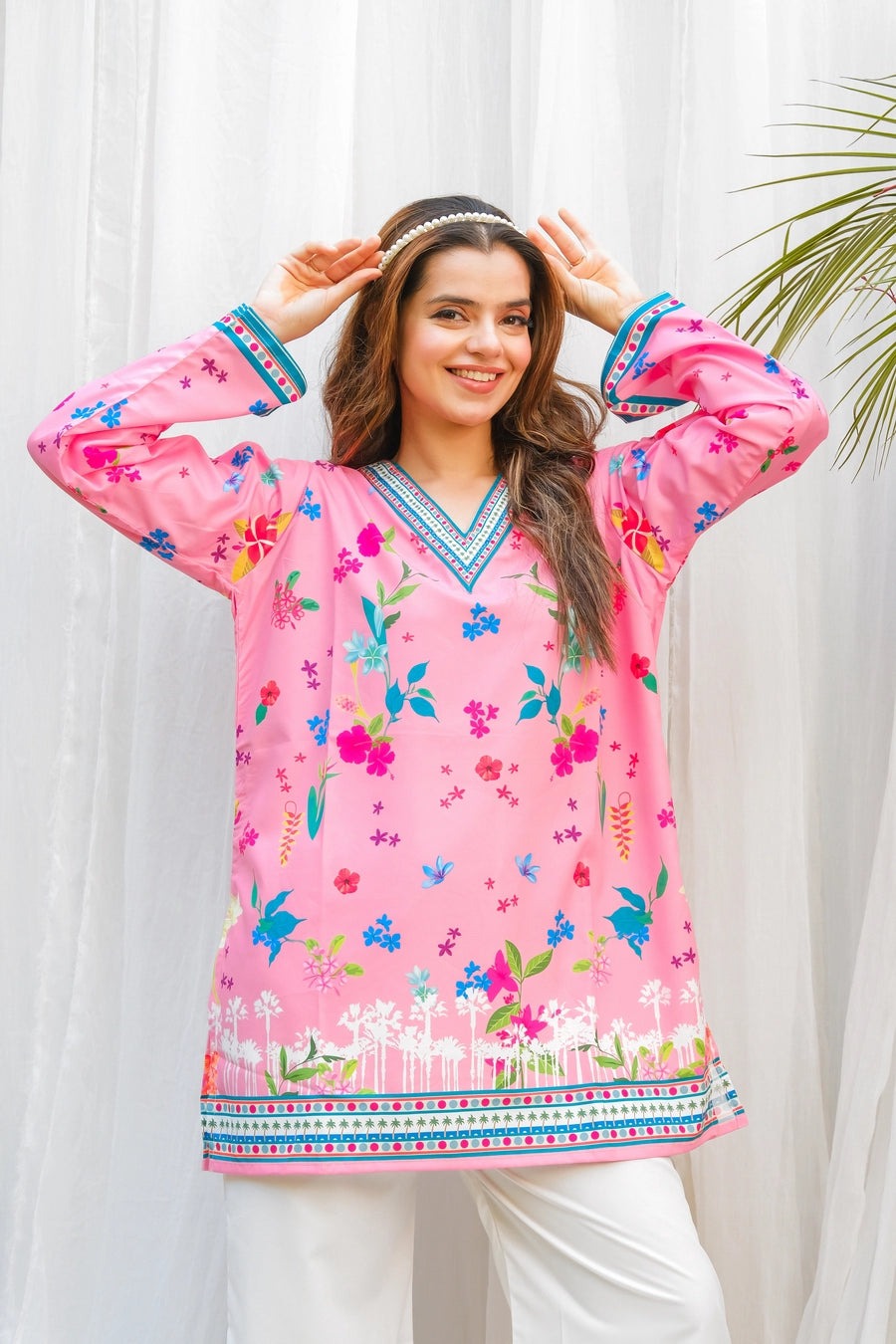 PINK FLORAL DIGITAL PRINTED 2 PCS