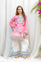 PINK FLORAL DIGITAL PRINTED 2 PCS