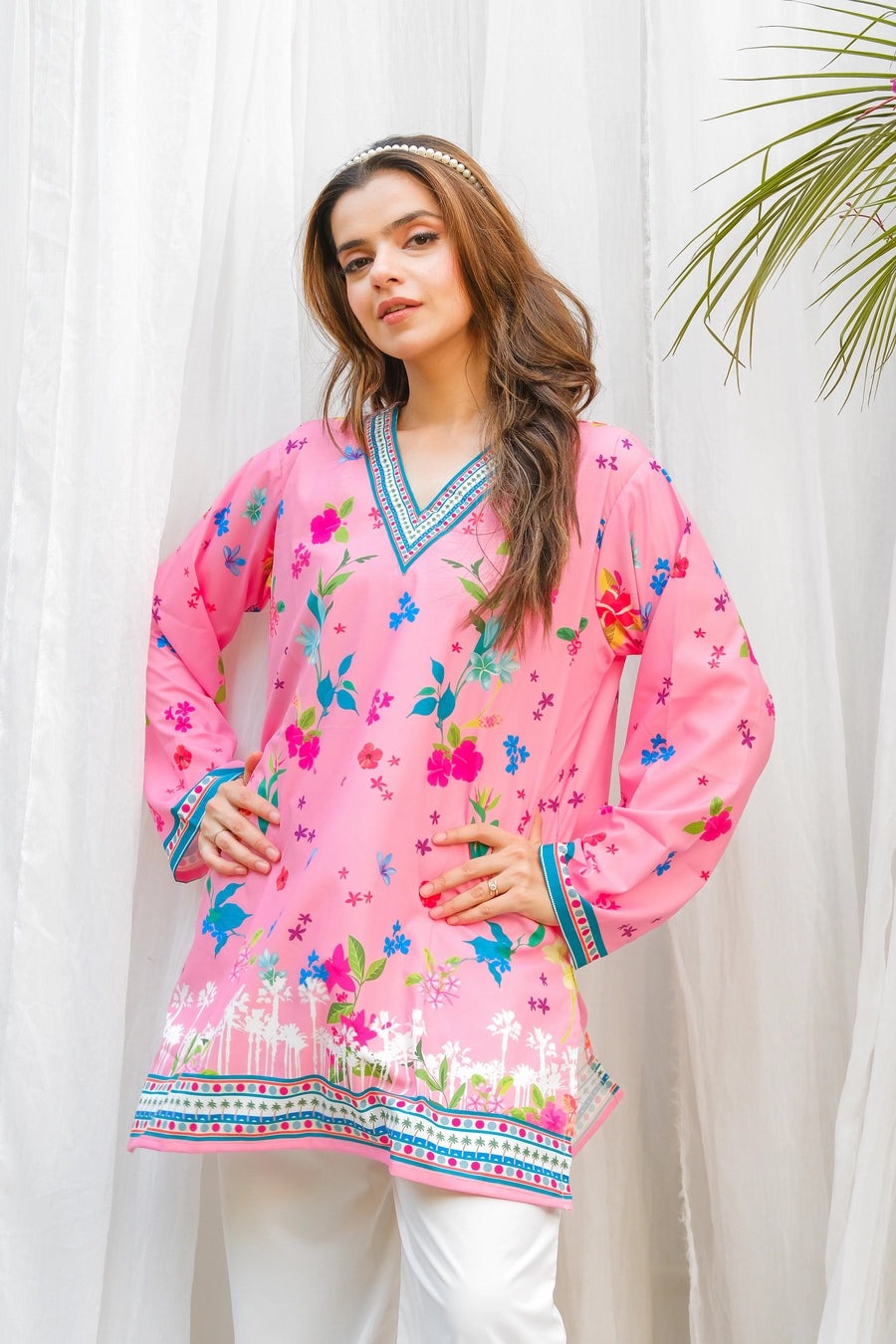 PINK FLORAL DIGITAL PRINTED 2 PCS