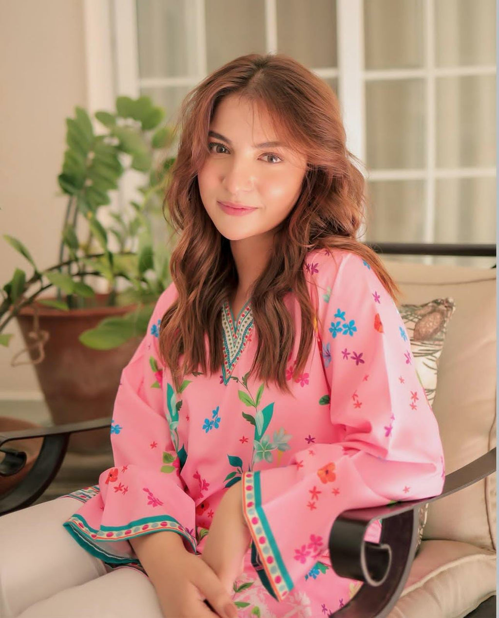PINK FLORAL DIGITAL PRINTED 2 PCS