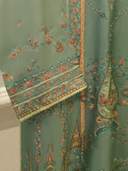 3 Piece- Pure Printed Raw Silk Embroidered Suit
