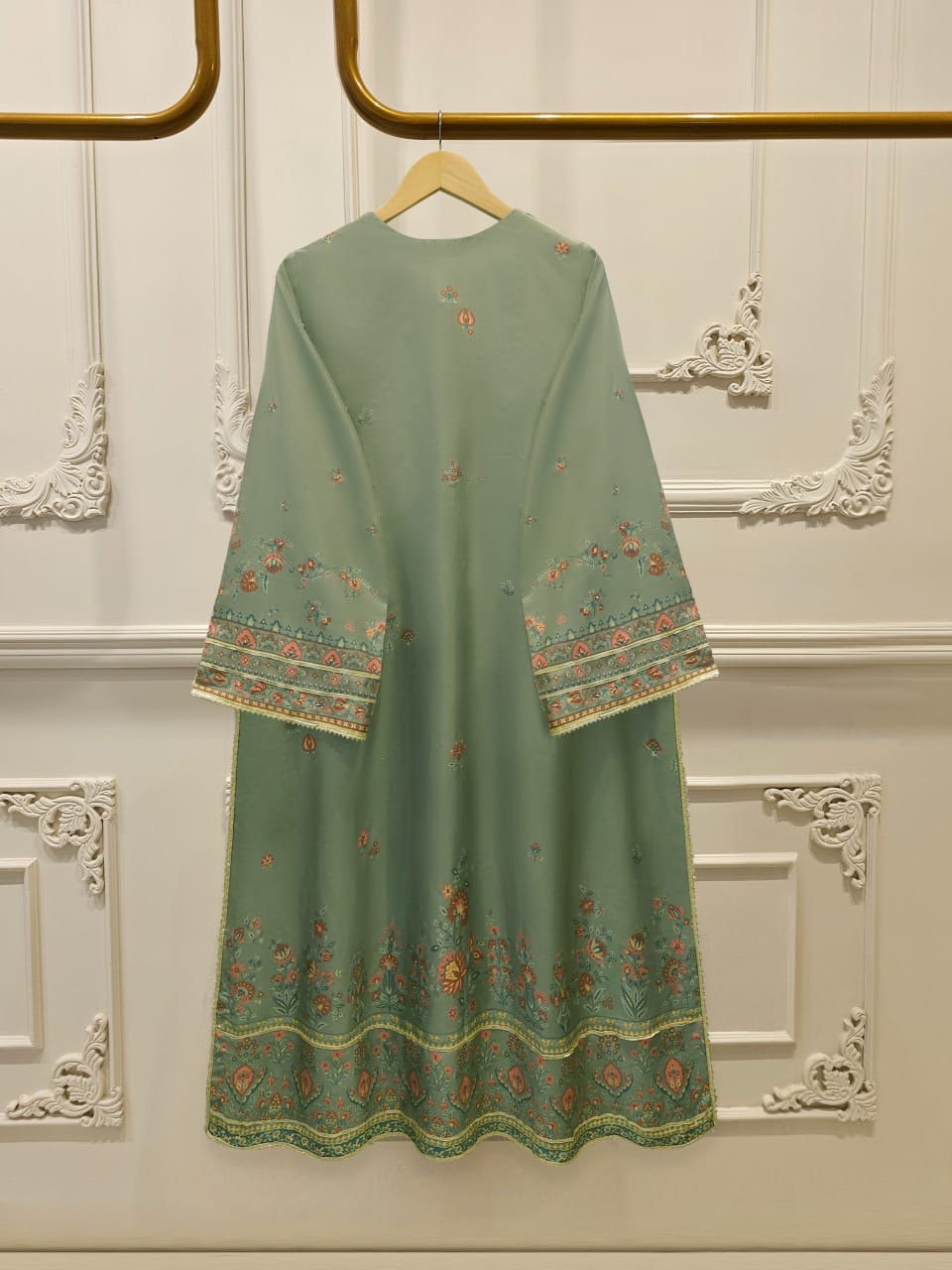 3 Piece- Pure Printed Raw Silk Embroidered Suit