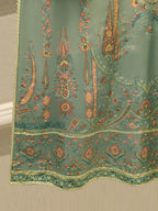 3 Piece- Pure Printed Raw Silk Embroidered Suit