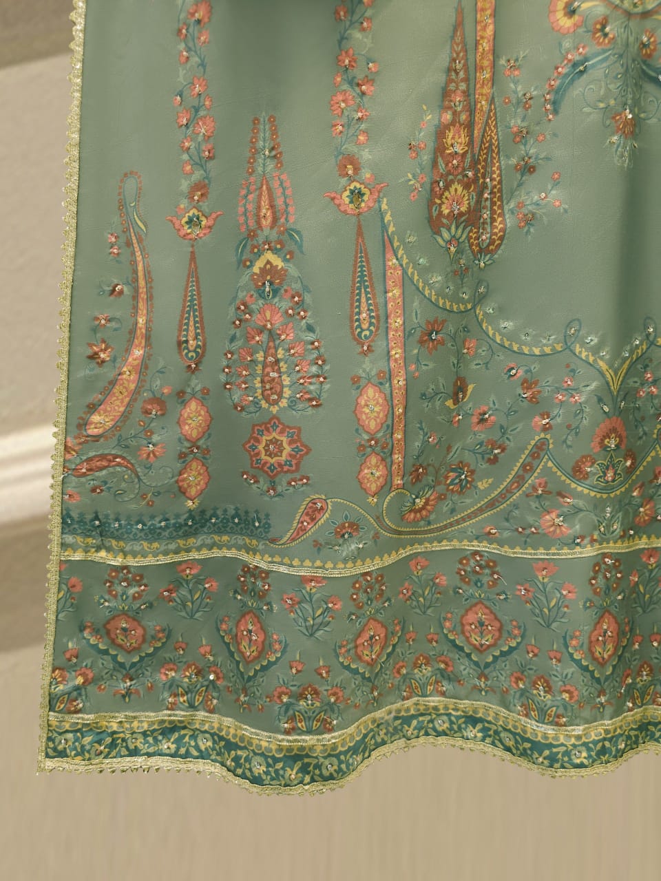 3 Piece- Pure Printed Raw Silk Embroidered Suit