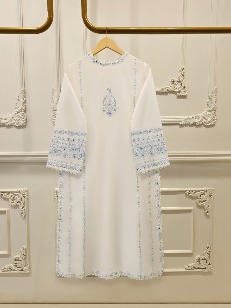 2 Piece - Embroidered Cambric Suit