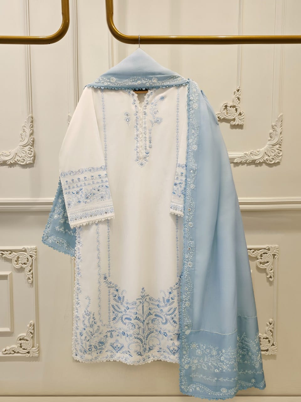 2 Piece - Embroidered Cambric Suit