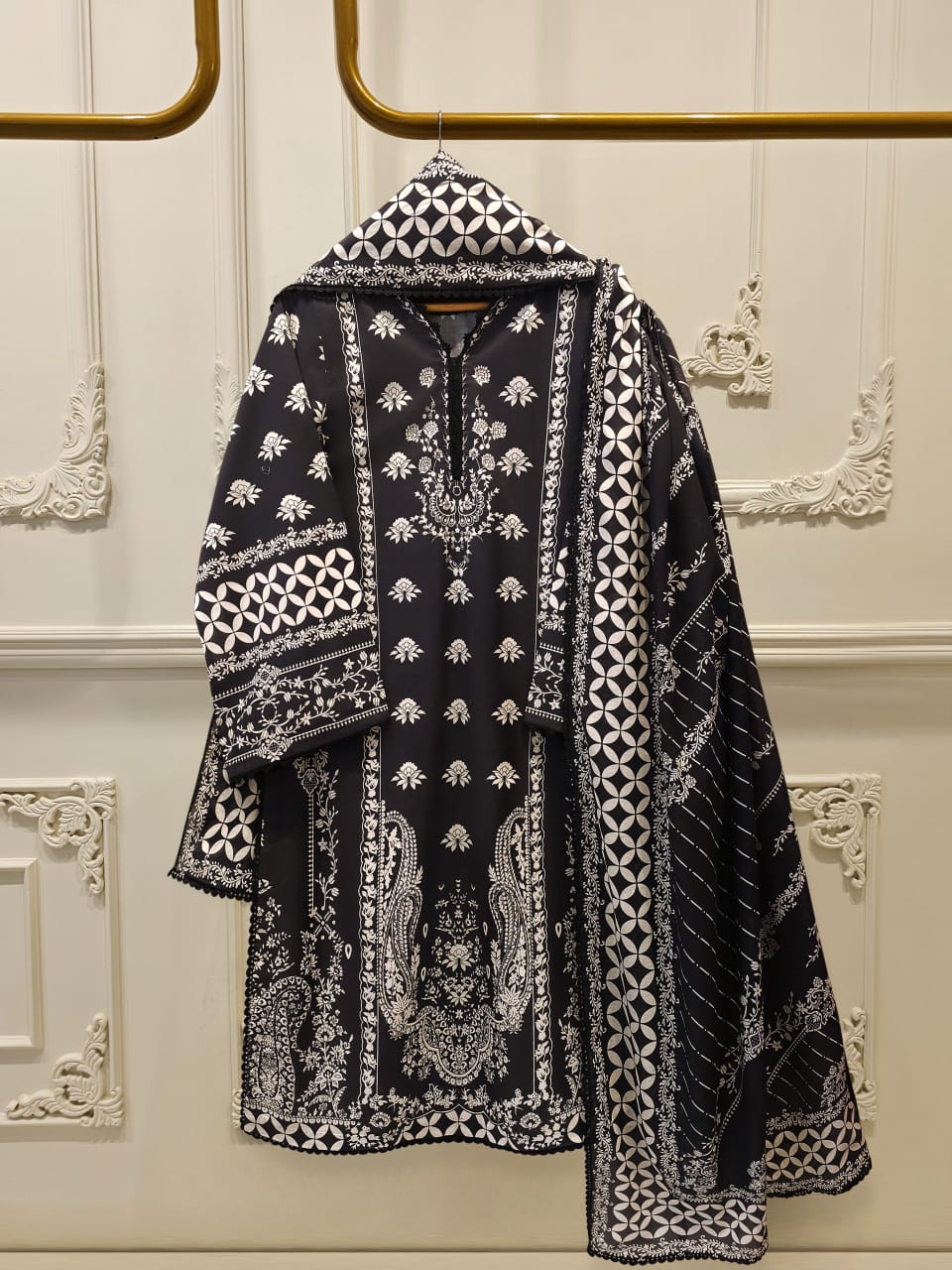 2-Piece Digital Printed Cambric Suit